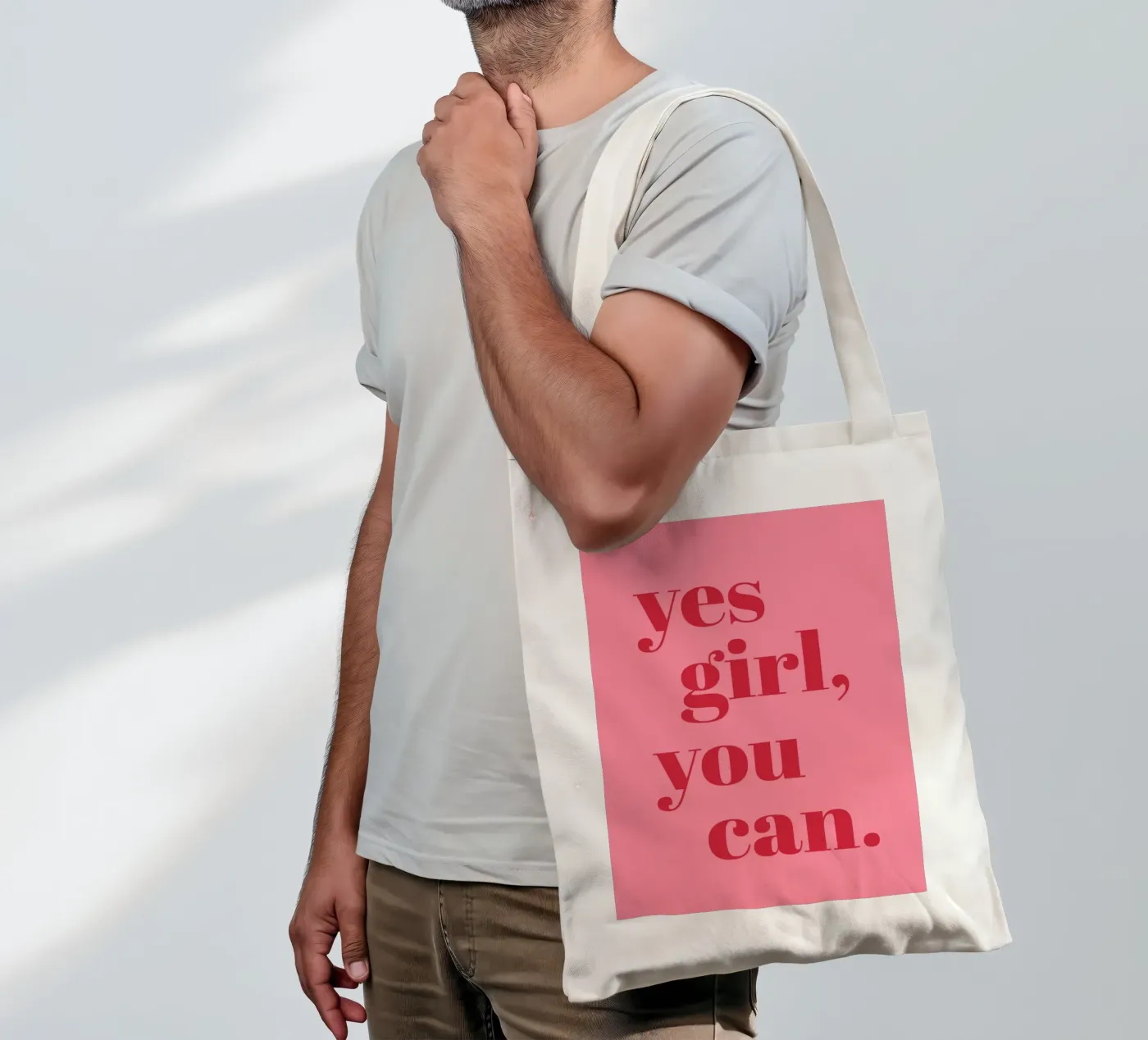 “Yes Girl, You Can” Feminist Empowerment Quote in Bold Red tote bag by pdigitalprints