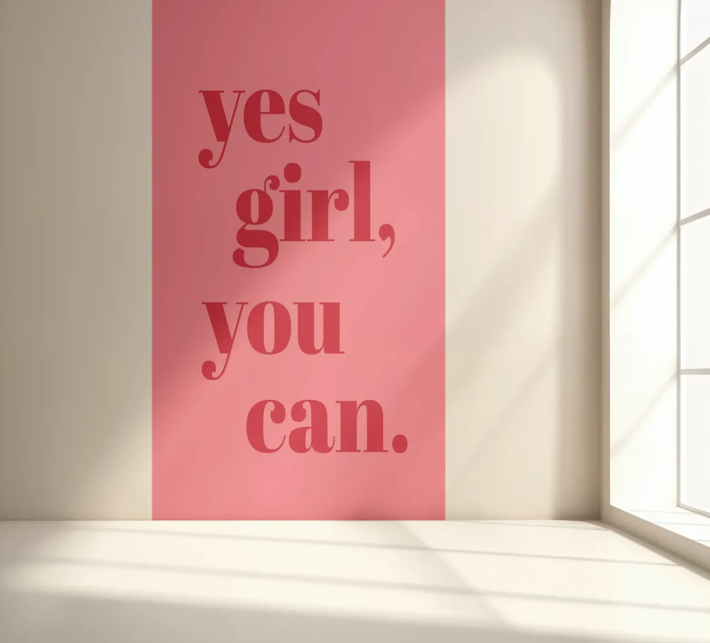 “Yes Girl, You Can” Feminist Empowerment Quote in Bold Red photo wallpaper by pdigitalprints
