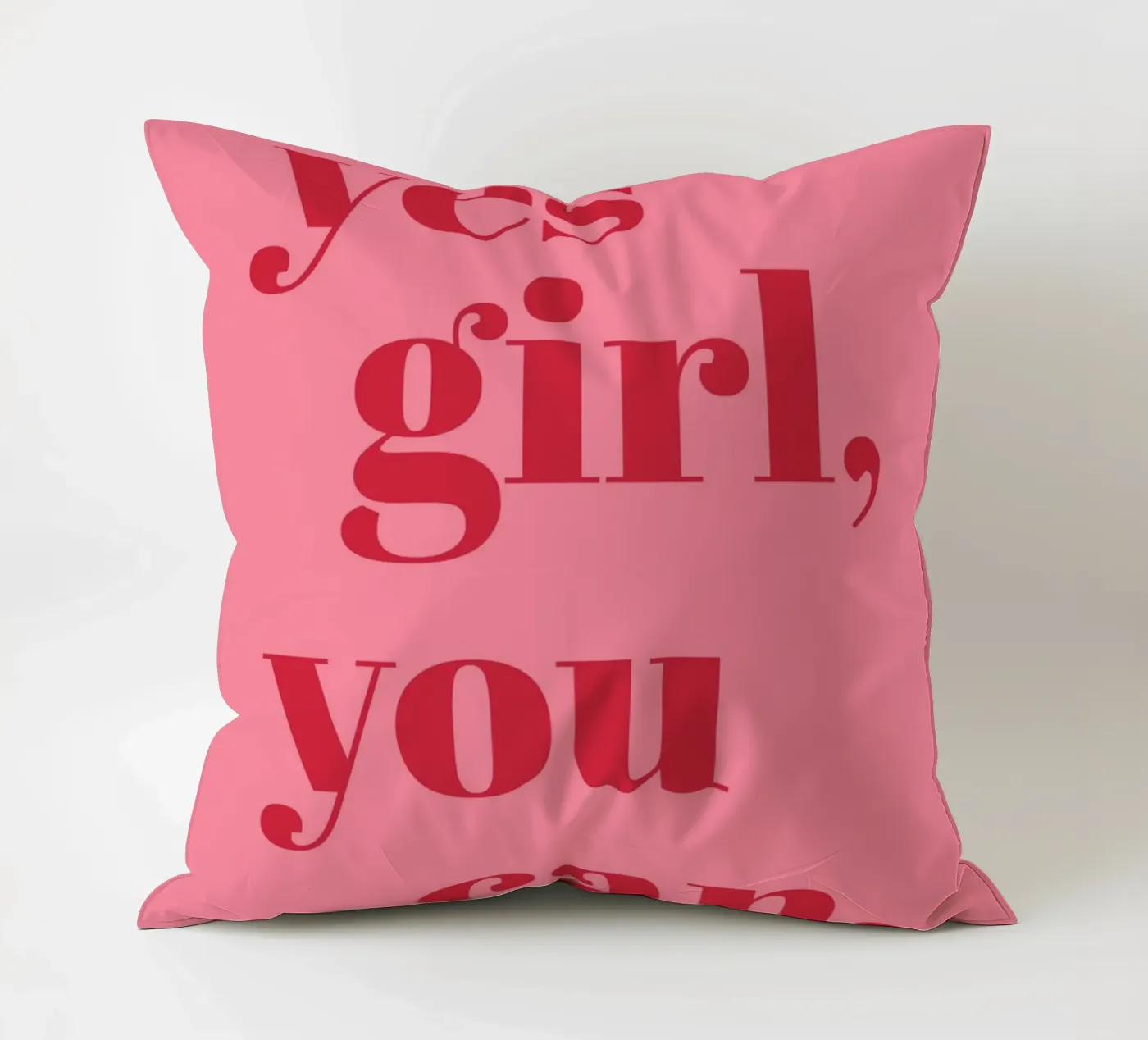 “Yes Girl, You Can” Feminist Empowerment Quote in Bold Red decorative cushion by pdigitalprints