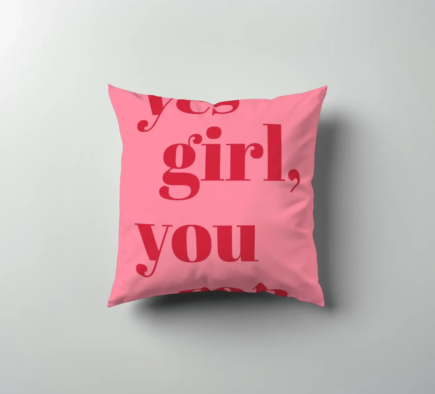 “Yes Girl, You Can” Feminist Empowerment Quote in Bold Red decorative cushion by pdigitalprints