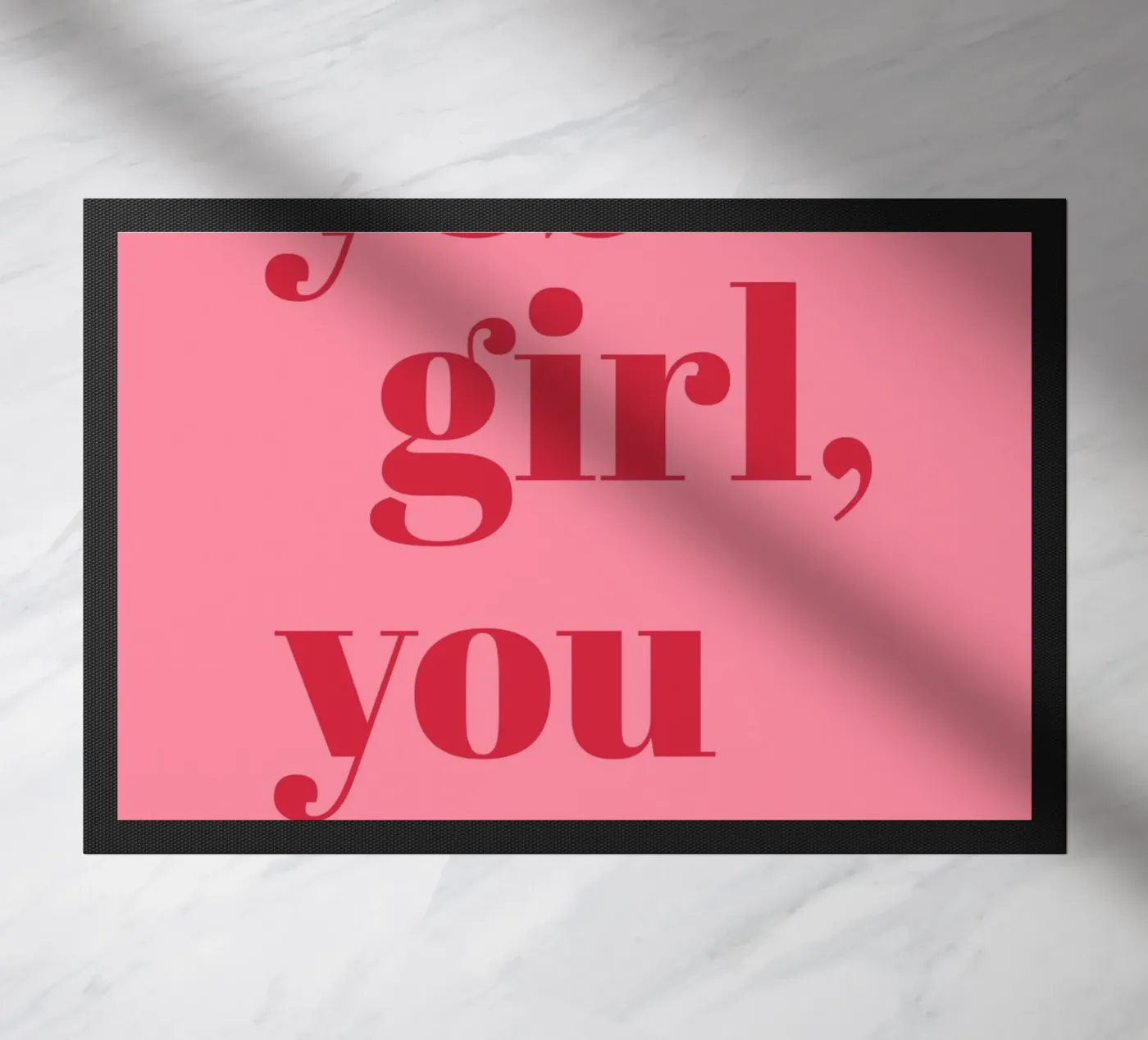 “Yes Girl, You Can” Feminist Empowerment Quote in Bold Red doormat by pdigitalprints