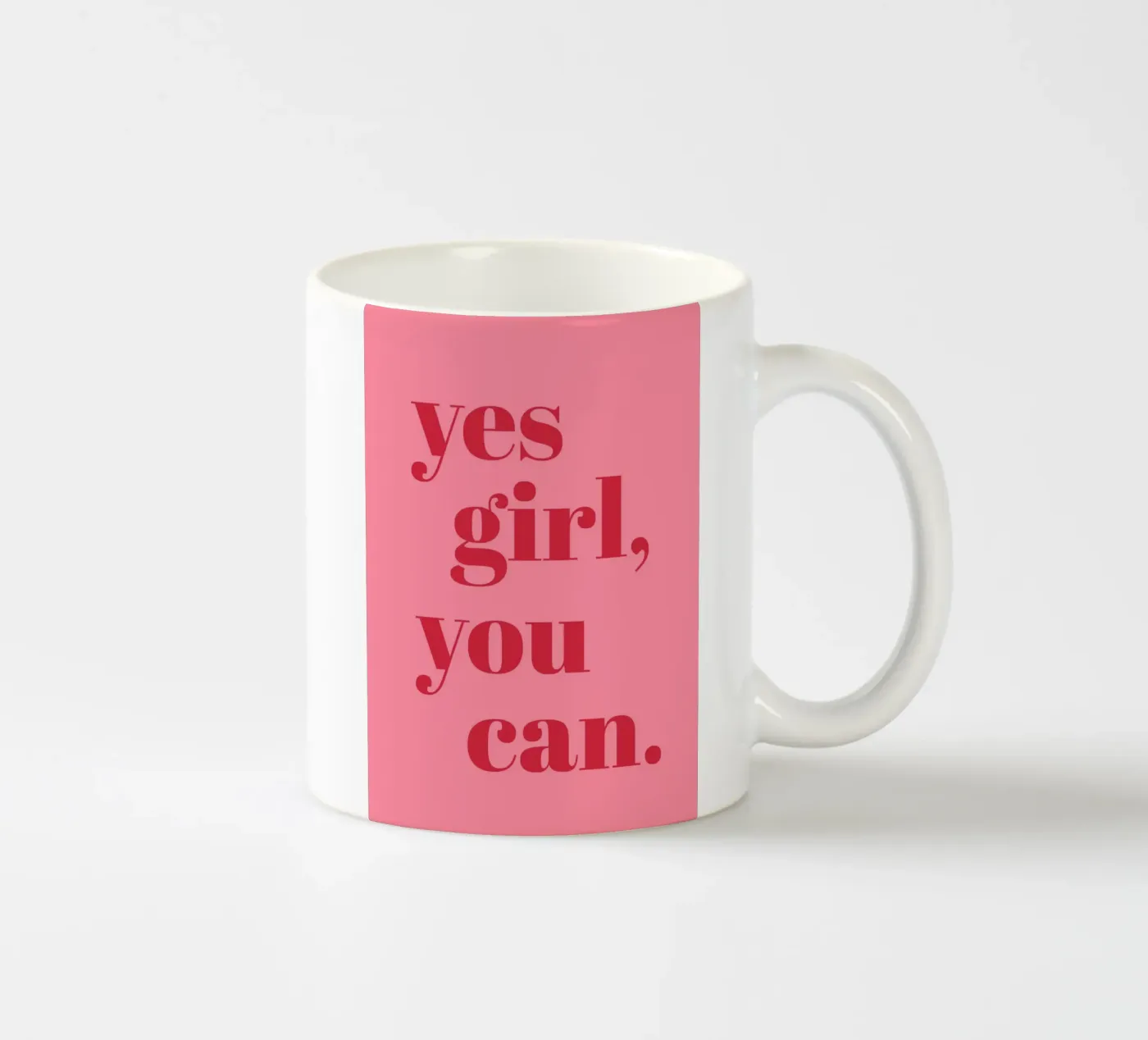 “Yes Girl, You Can” Feminist Empowerment Quote in Bold Red ceramic mug by pdigitalprints