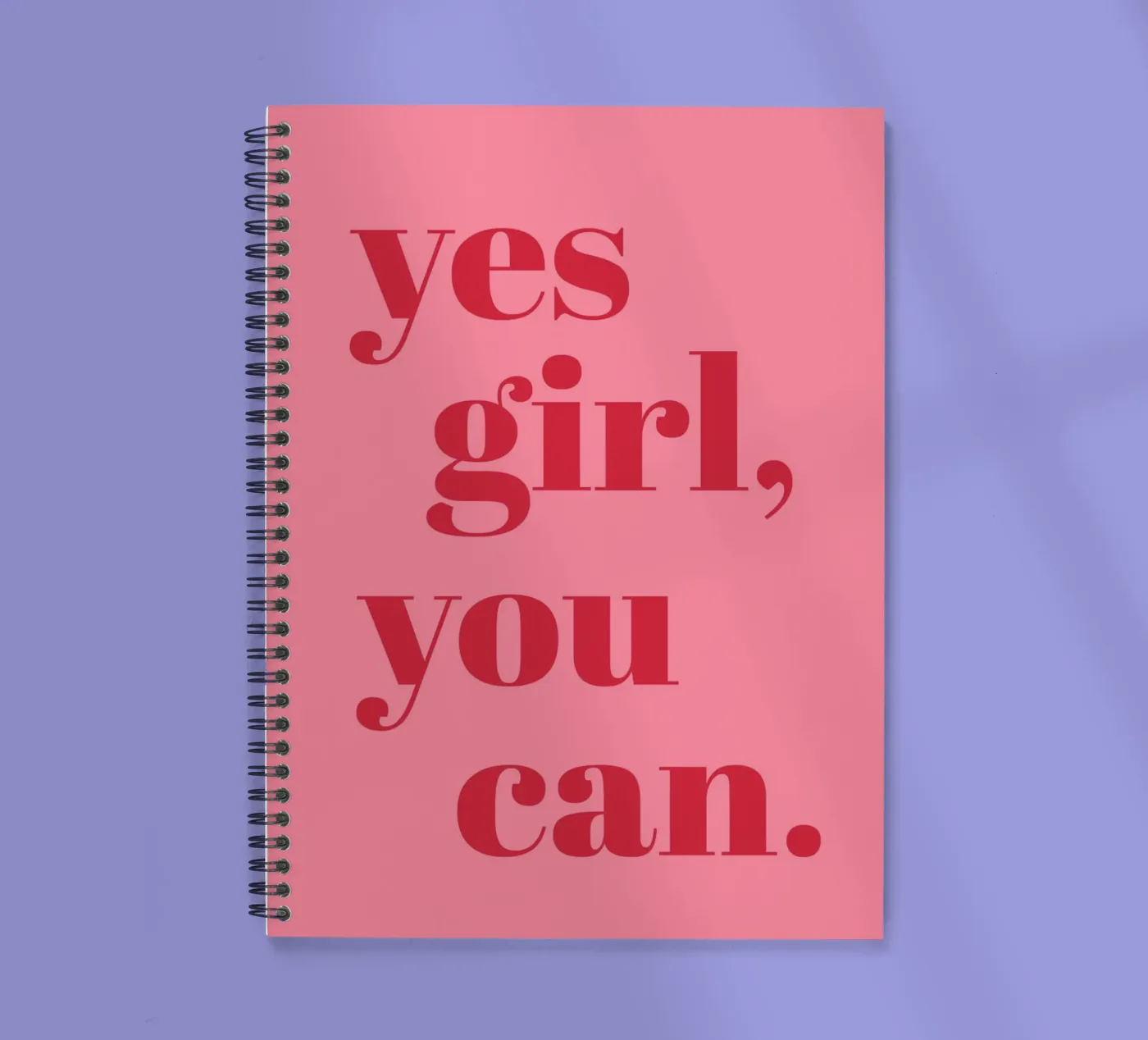 “Yes Girl, You Can” Feminist Empowerment Quote in Bold Red spiral notebook by pdigitalprints