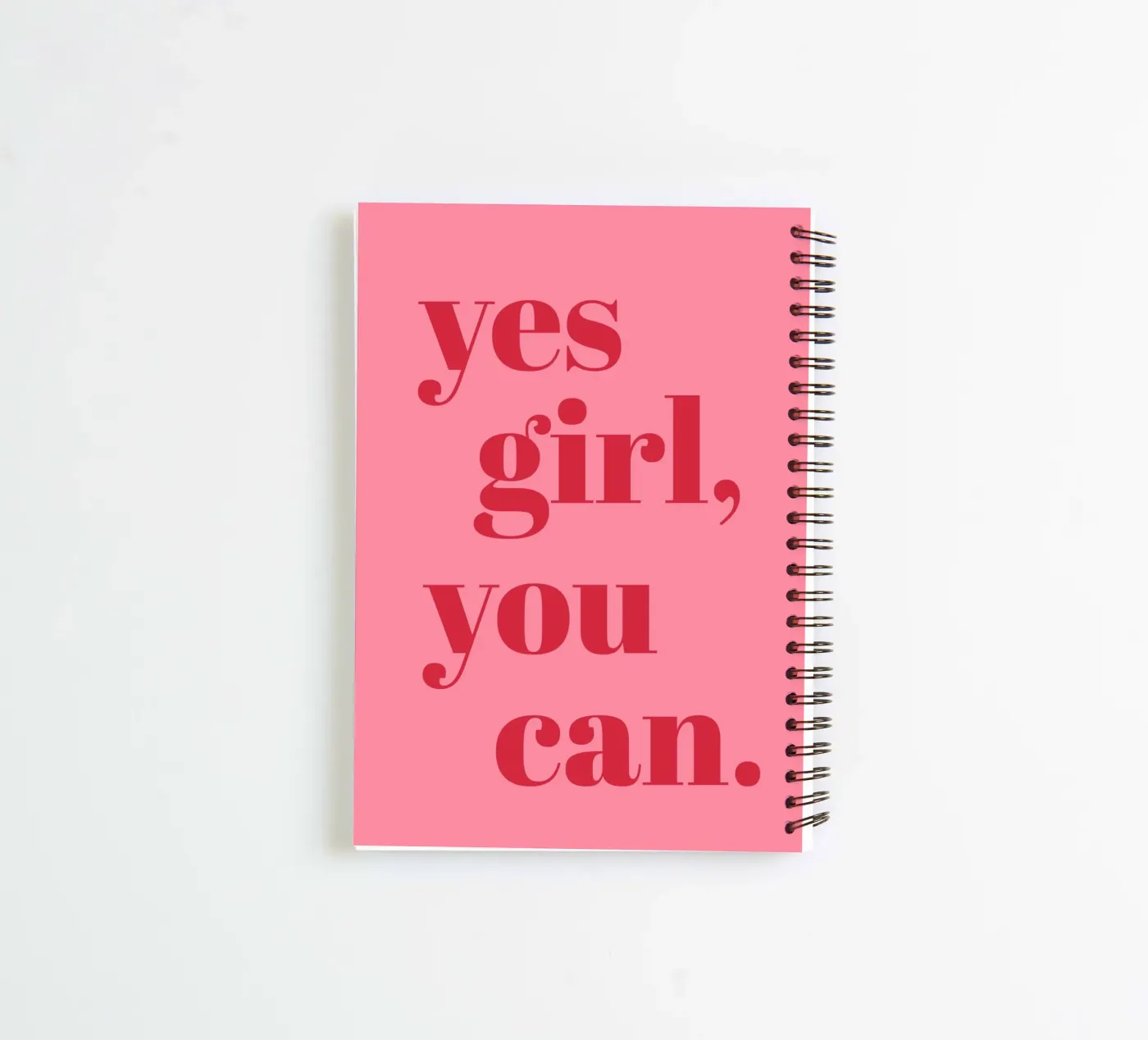 “Yes Girl, You Can” Feminist Empowerment Quote in Bold Red spiral notebook by pdigitalprints