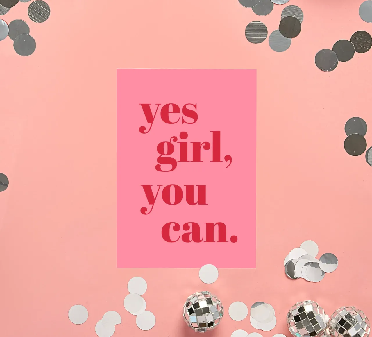 “Yes Girl, You Can” Feminist Empowerment Quote in Bold Red sticker by pdigitalprints