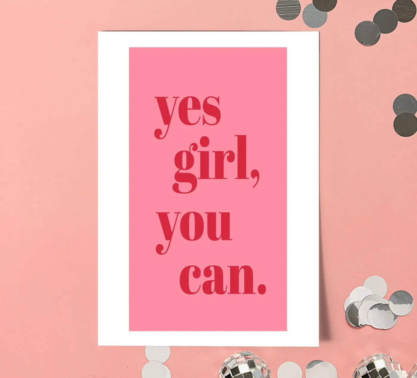 “Yes Girl, You Can” Feminist Empowerment Quote in Bold Red sticker sheet by pdigitalprints