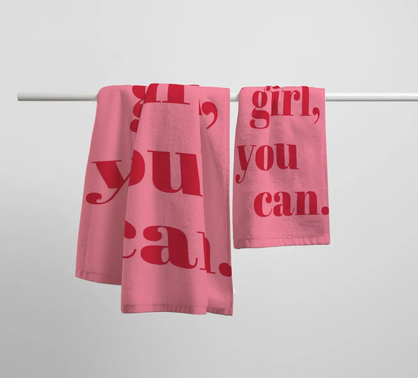 “Yes Girl, You Can” Feminist Empowerment Quote in Bold Red towel by pdigitalprints