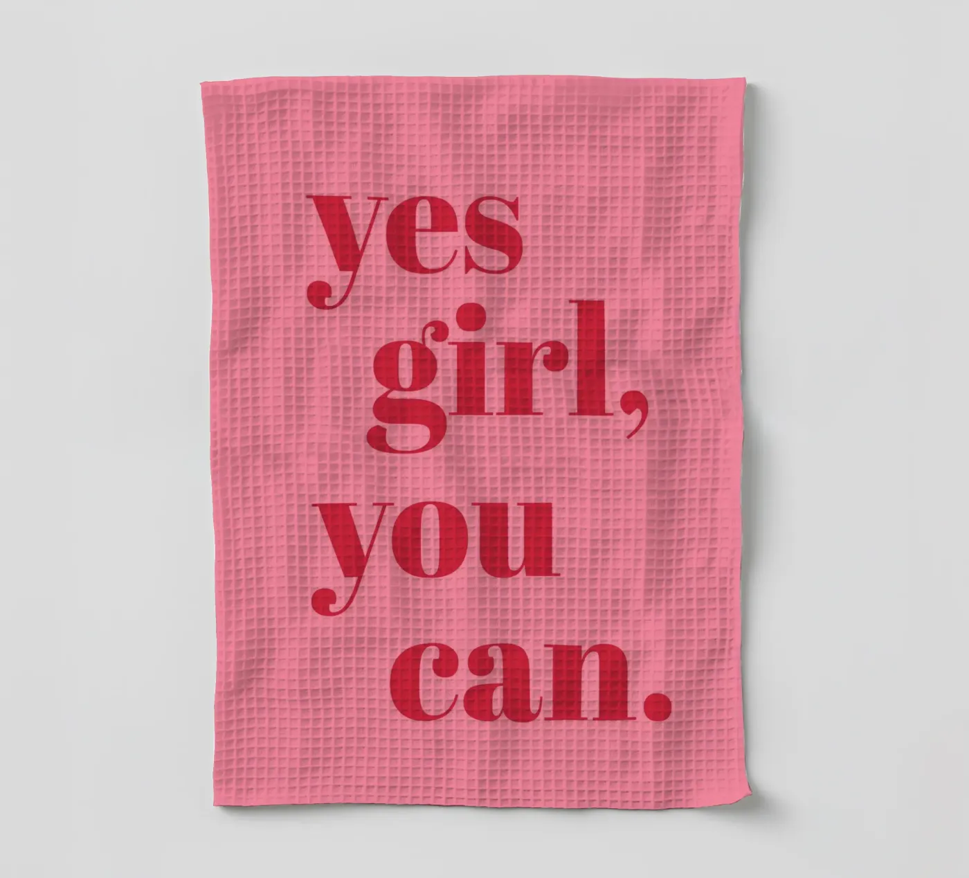 “Yes Girl, You Can” Feminist Empowerment Quote in Bold Red tea towel by pdigitalprints