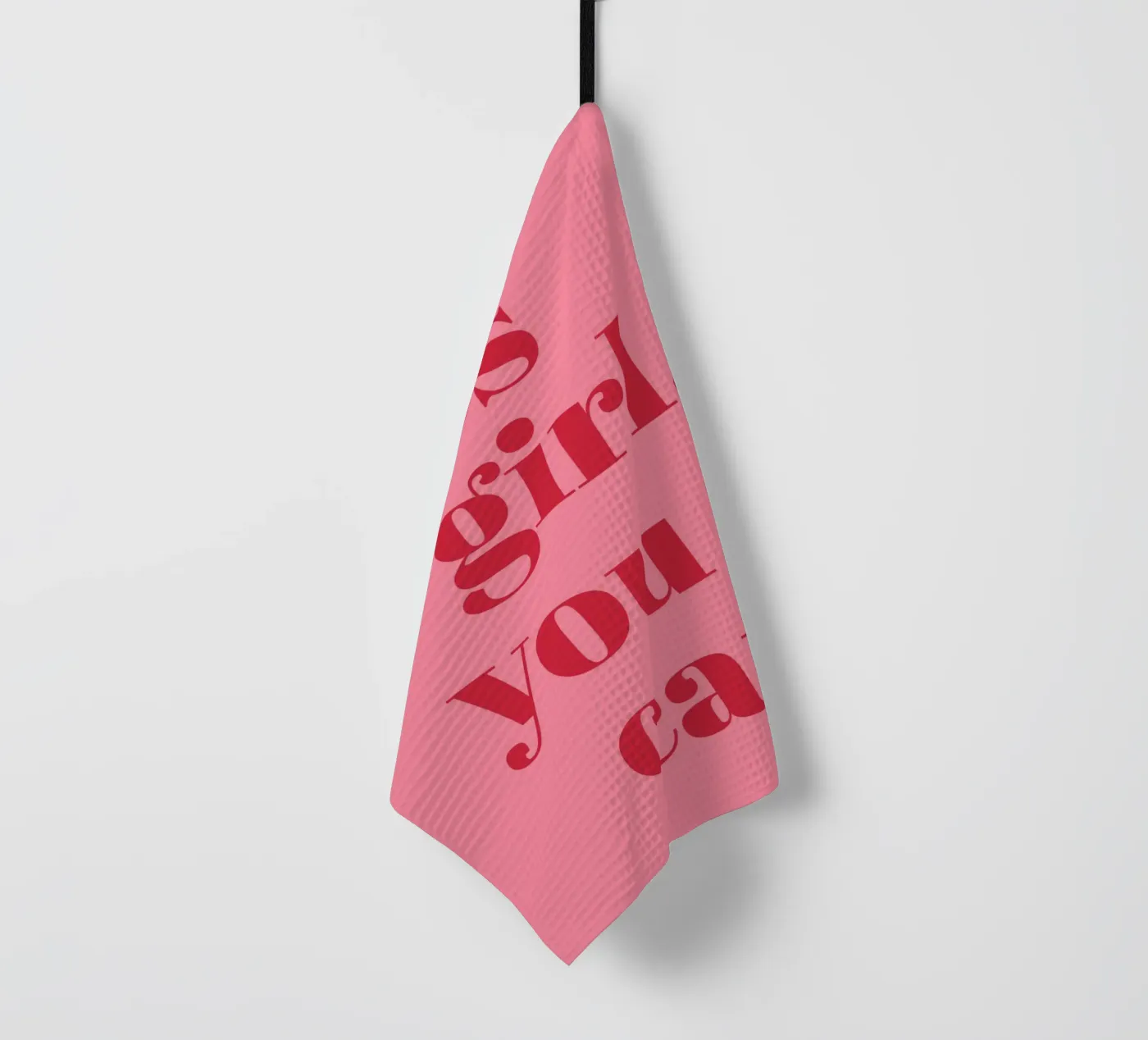 “Yes Girl, You Can” Feminist Empowerment Quote in Bold Red tea towel by pdigitalprints
