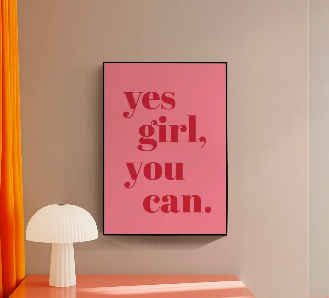 “Yes Girl, You Can” Feminist Empowerment Quote in Bold Red acrylic glass by pdigitalprints