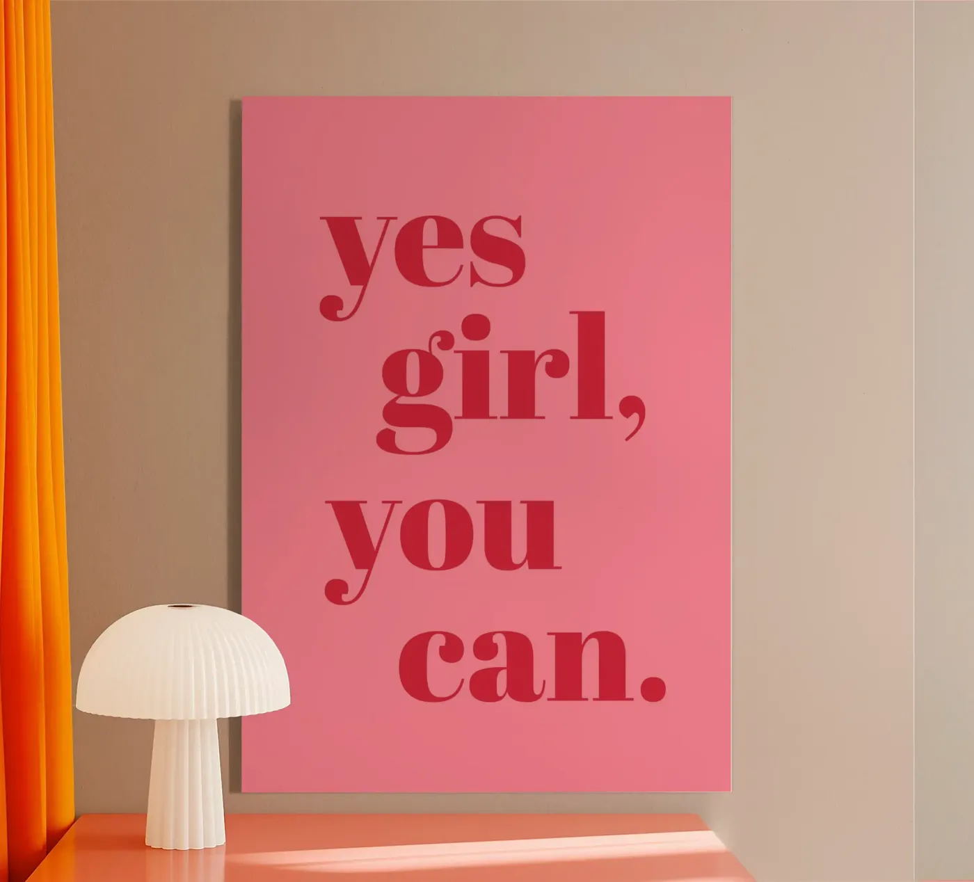 “Yes Girl, You Can” Feminist Empowerment Quote in Bold Red acrylic glass by pdigitalprints