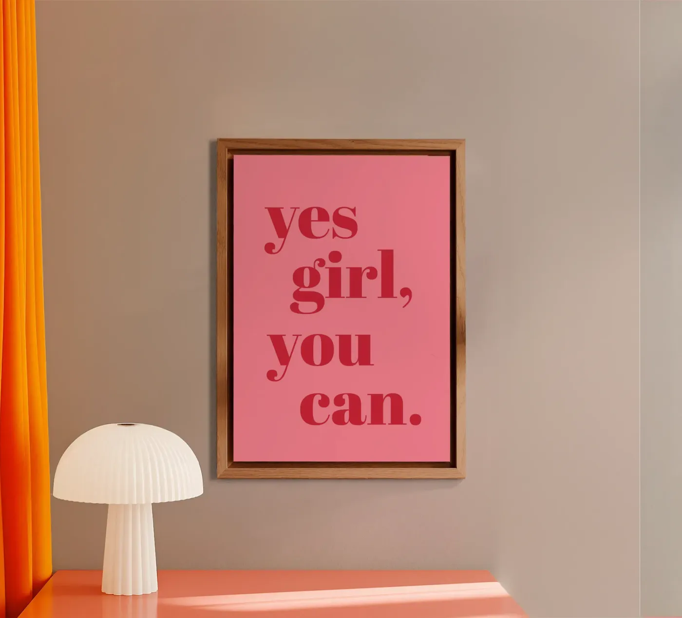 “Yes Girl, You Can” Feminist Empowerment Quote in Bold Red forex plate by pdigitalprints