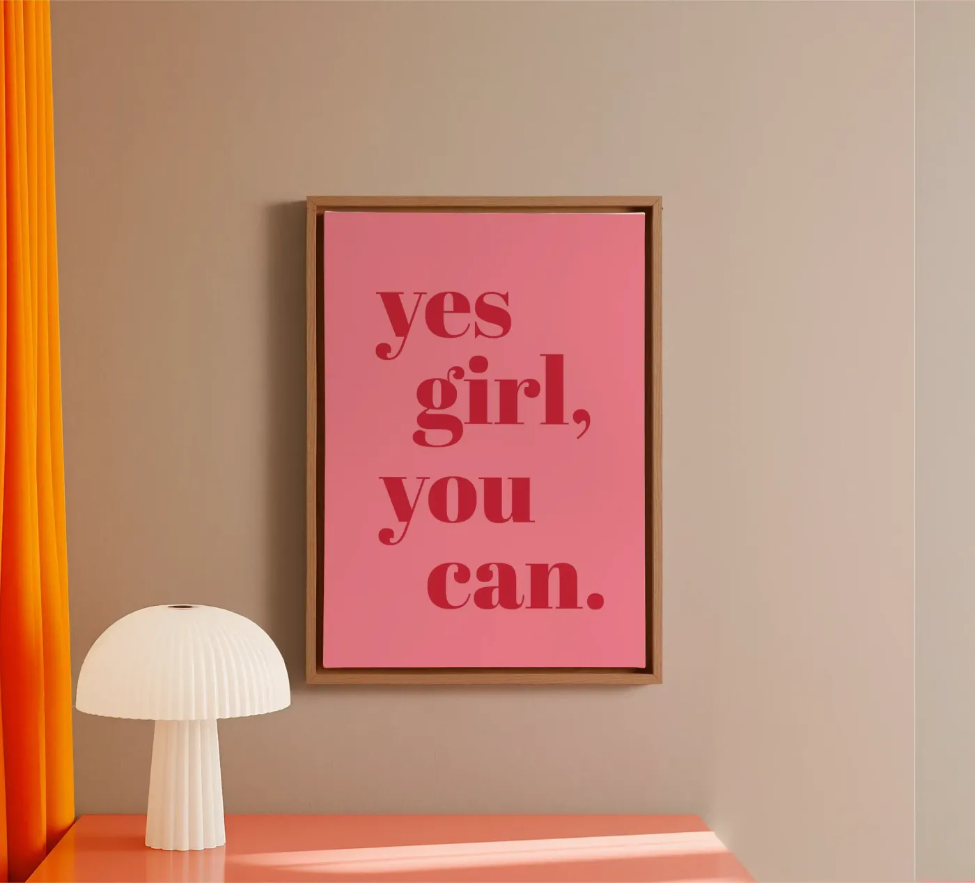 “Yes Girl, You Can” Feminist Empowerment Quote in Bold Red canvas by pdigitalprints