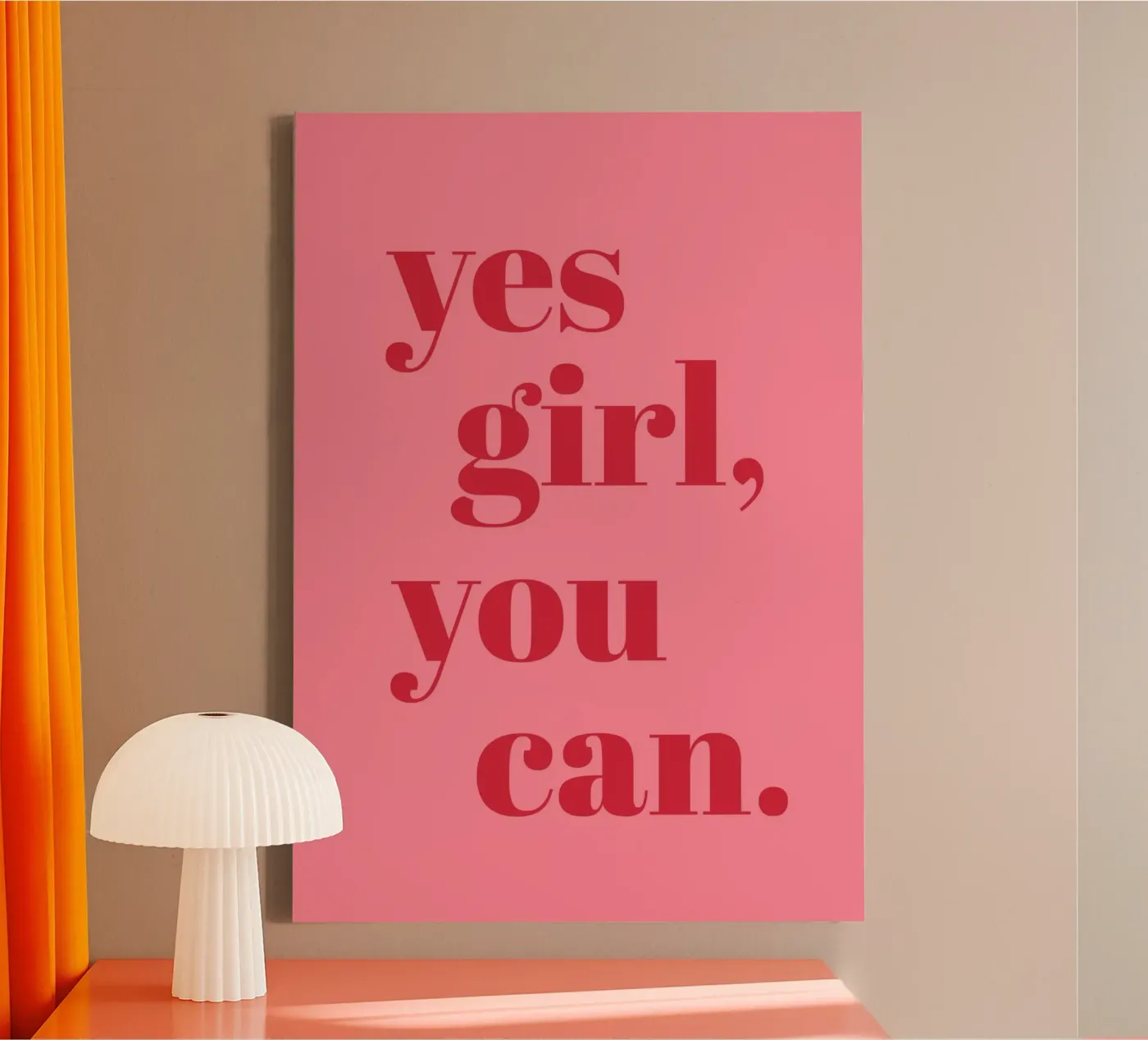 “Yes Girl, You Can” Feminist Empowerment Quote in Bold Red canvas by pdigitalprints