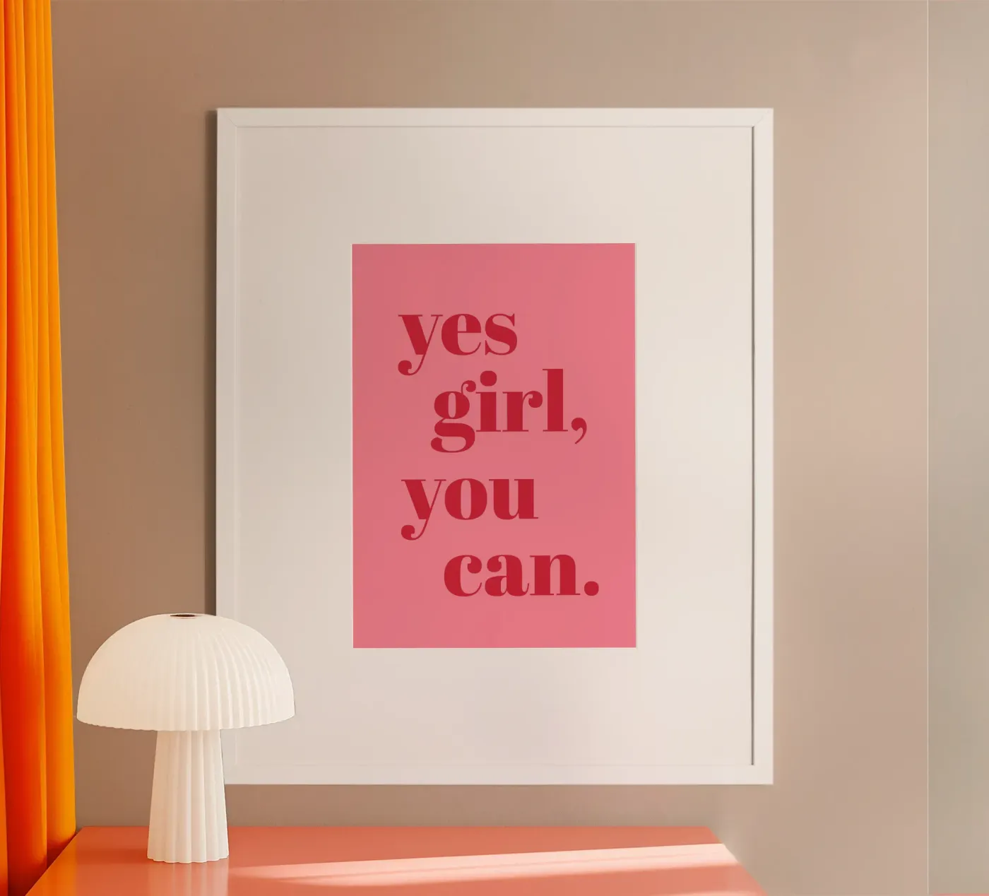 “Yes Girl, You Can” Feminist Empowerment Quote in Bold Red poster by pdigitalprints