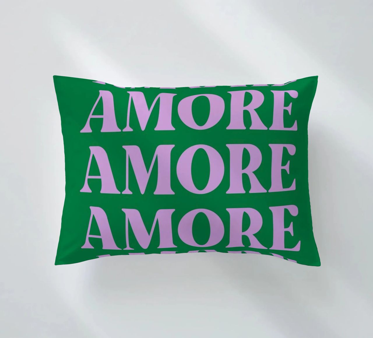 "AMORE Arte tipografica ripetuta in rosa e verde cuscino da pdigitalprints