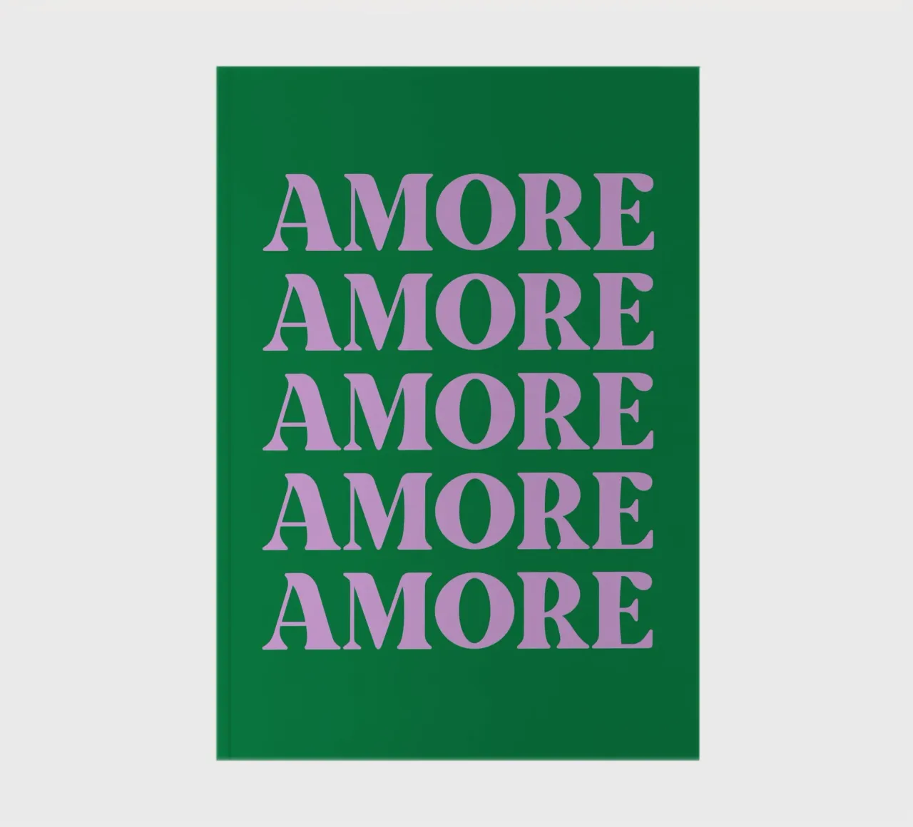 “AMORE” Repeated Typography Art in Pink and Green notebook by pdigitalprints