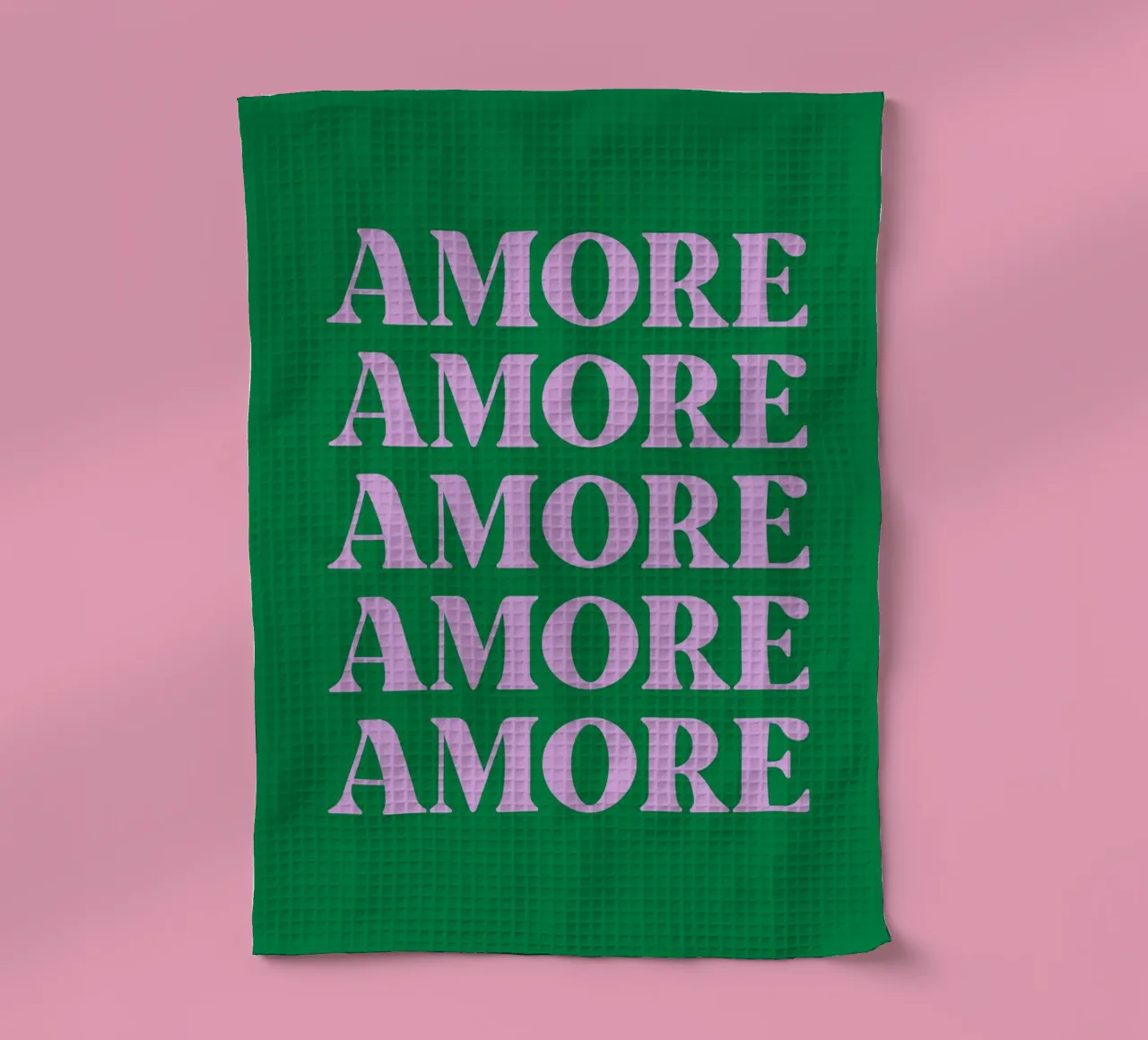 "AMORE Art typographique répété en rose et vert torchon de pdigitalprints