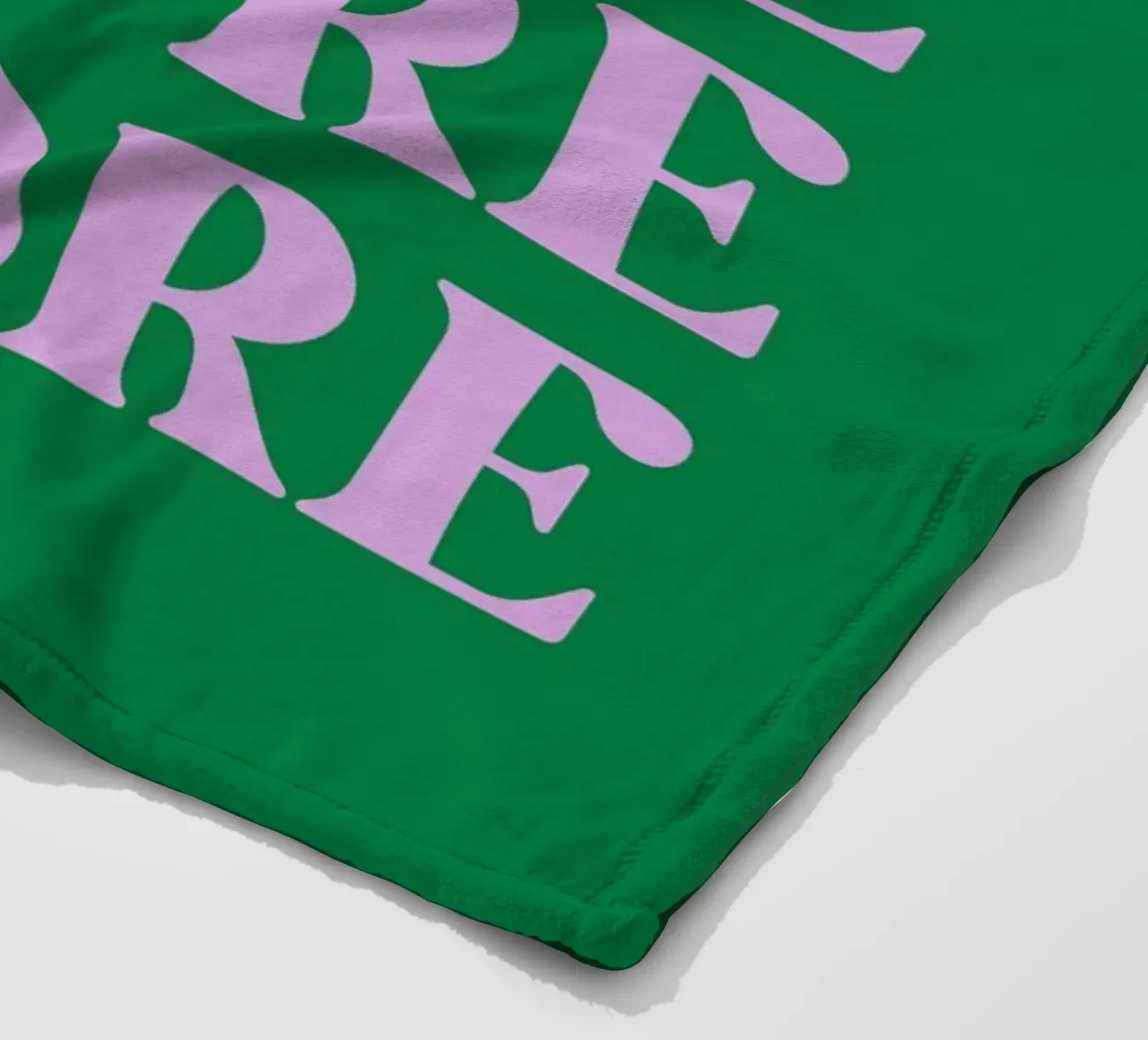 “AMORE” Repeated Typography Art in Pink and Green fleece blanket by pdigitalprints