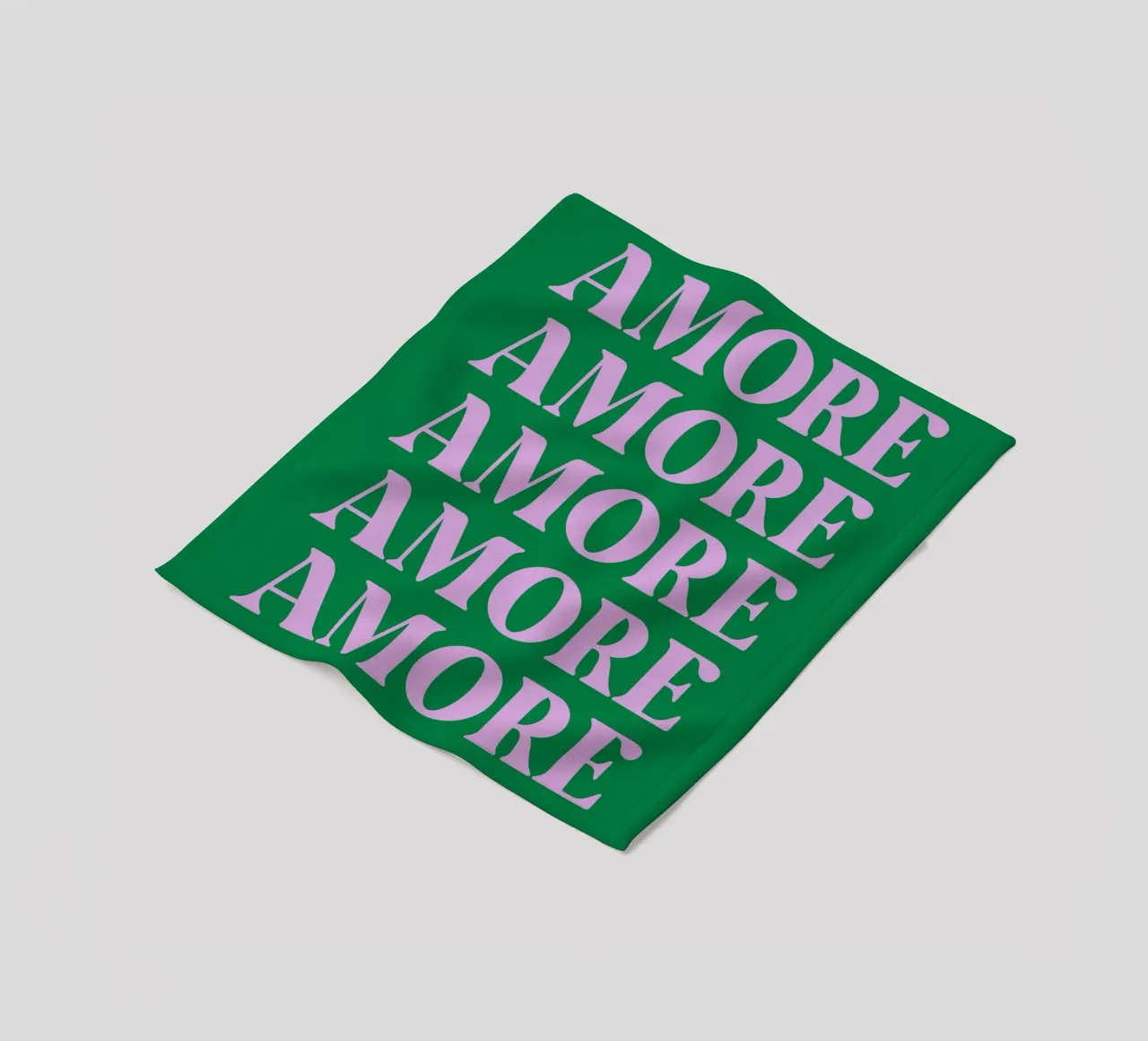 “AMORE” Repeated Typography Art in Pink and Green fleece blanket by pdigitalprints