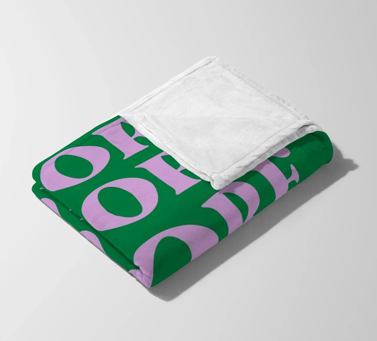 “AMORE” Repeated Typography Art in Pink and Green fleece blanket by pdigitalprints