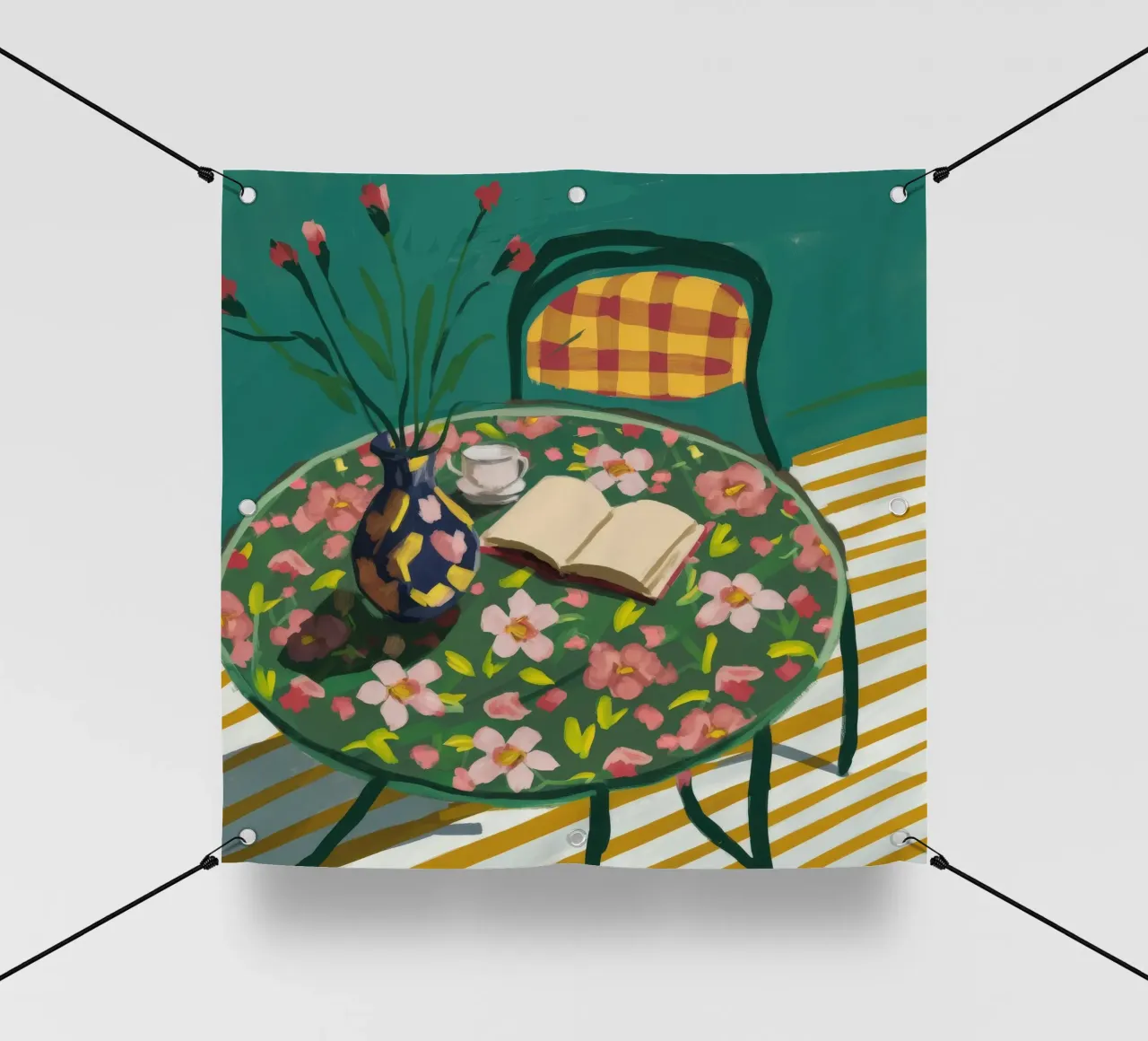 Pausa di lettura floreale telo in pvc da Aurora Muse