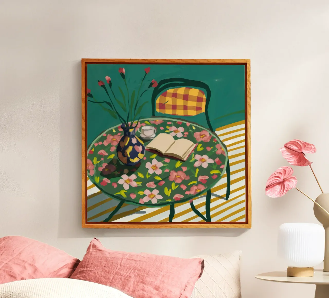 Floral Reading Pause acrylic glass by Aurora Muse