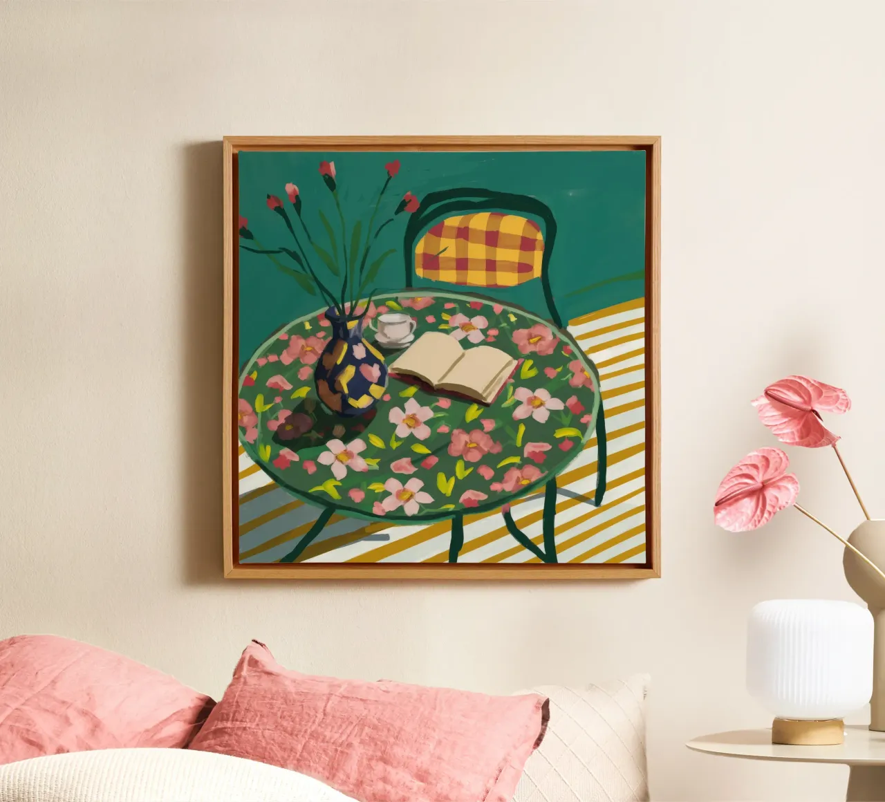 Floral Reading Pause canvas by Aurora Muse