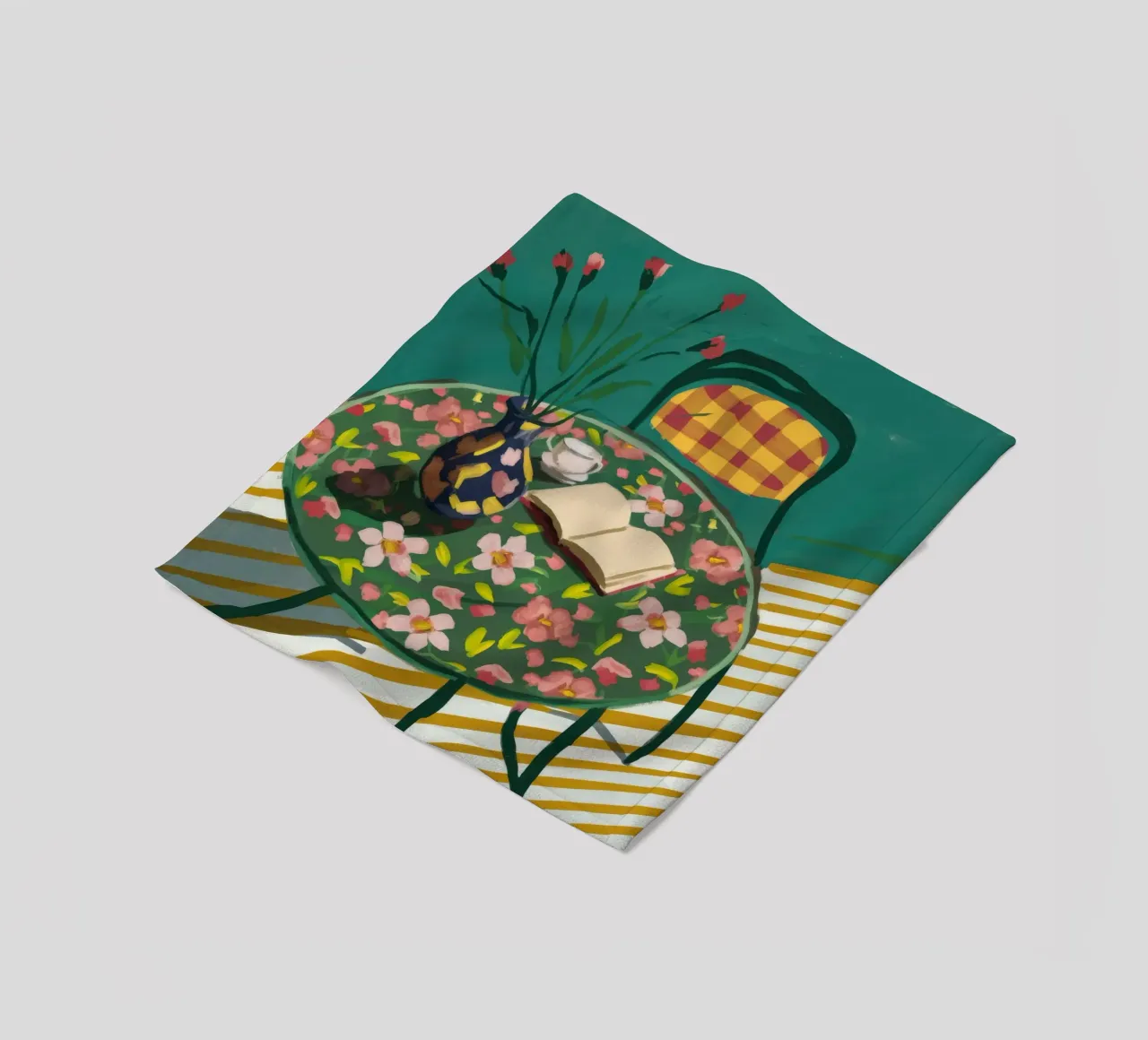 Floral Reading Pause fleece blanket by Aurora Muse