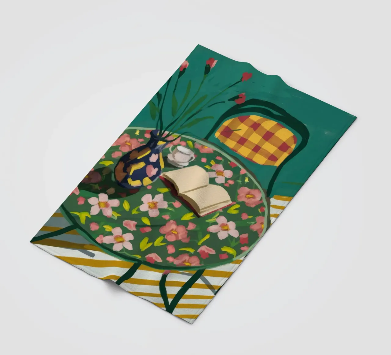 Floral Reading Pause fleece blanket by Aurora Muse