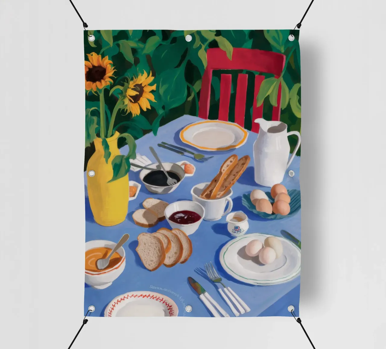 Brunch diffuso al sole telo in pvc da Aurora Muse