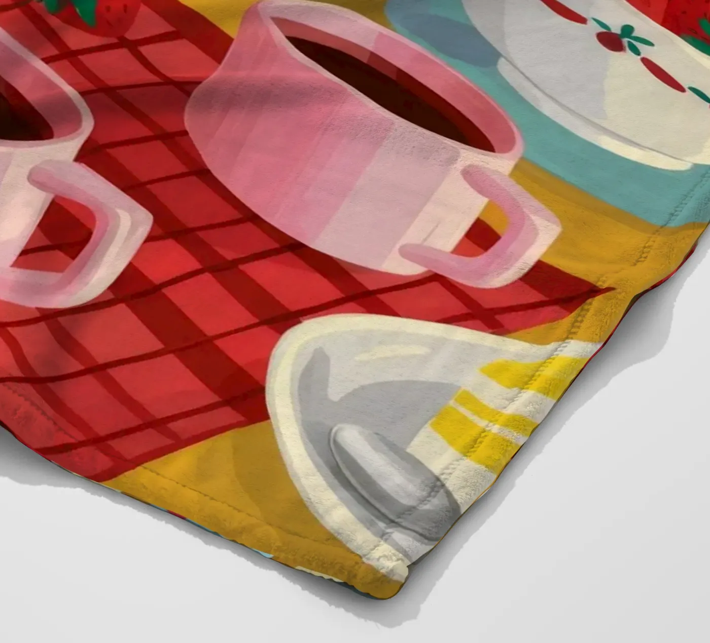 Cherry Teapot Whimsy fleece blanket by Aurora Muse