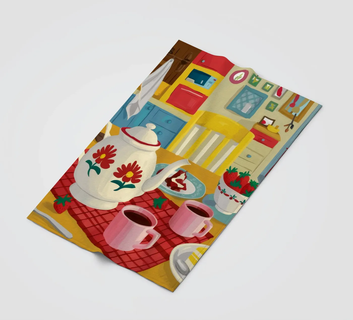 Cherry Teapot Whimsy fleece blanket by Aurora Muse