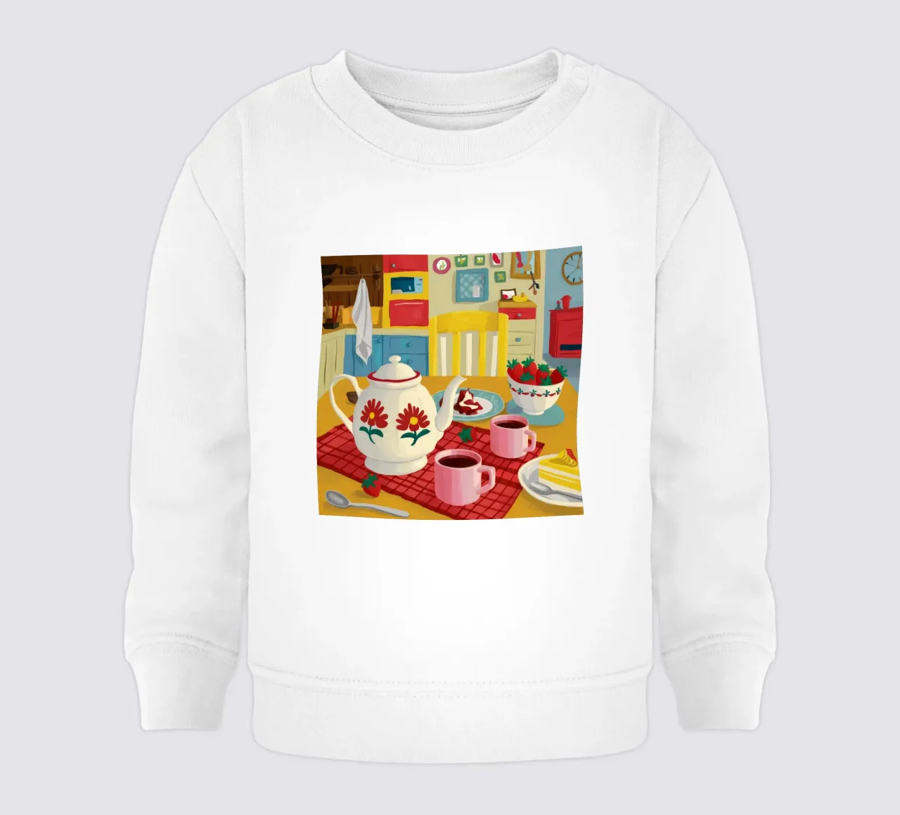 Cherry Teapot Whimsy baby sweatshirt by Aurora Muse