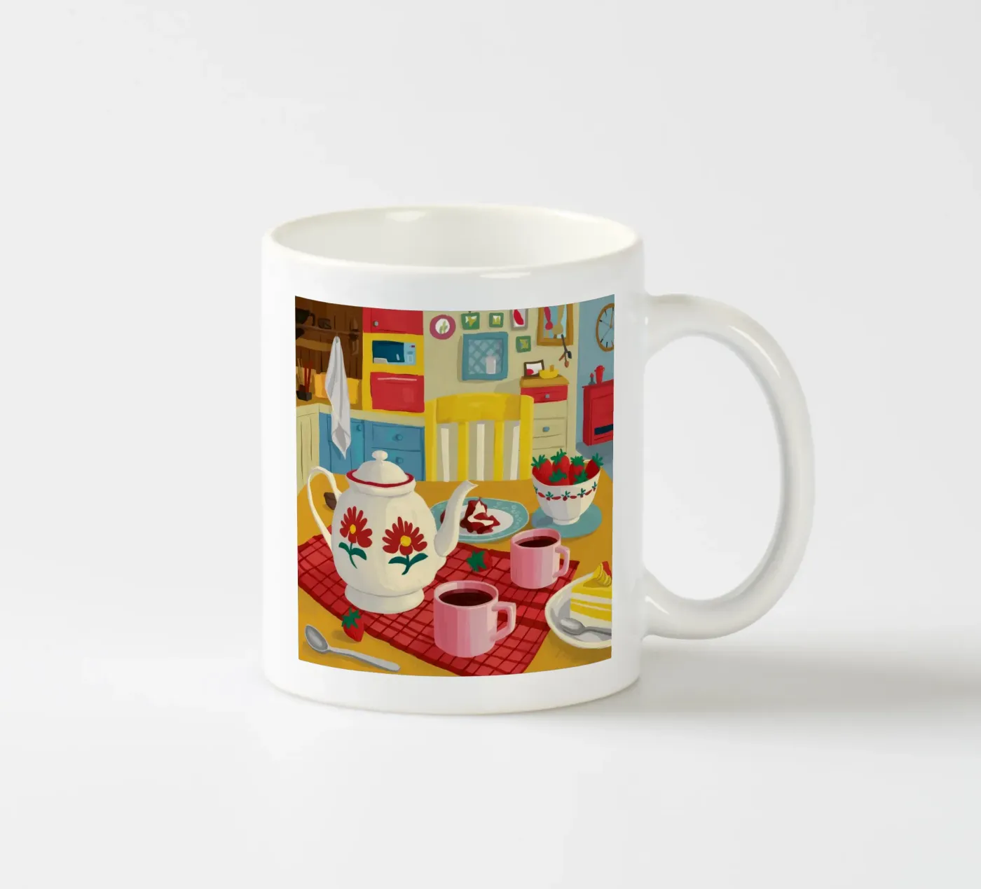 Cherry Teapot Whimsy ceramic mug by Aurora Muse