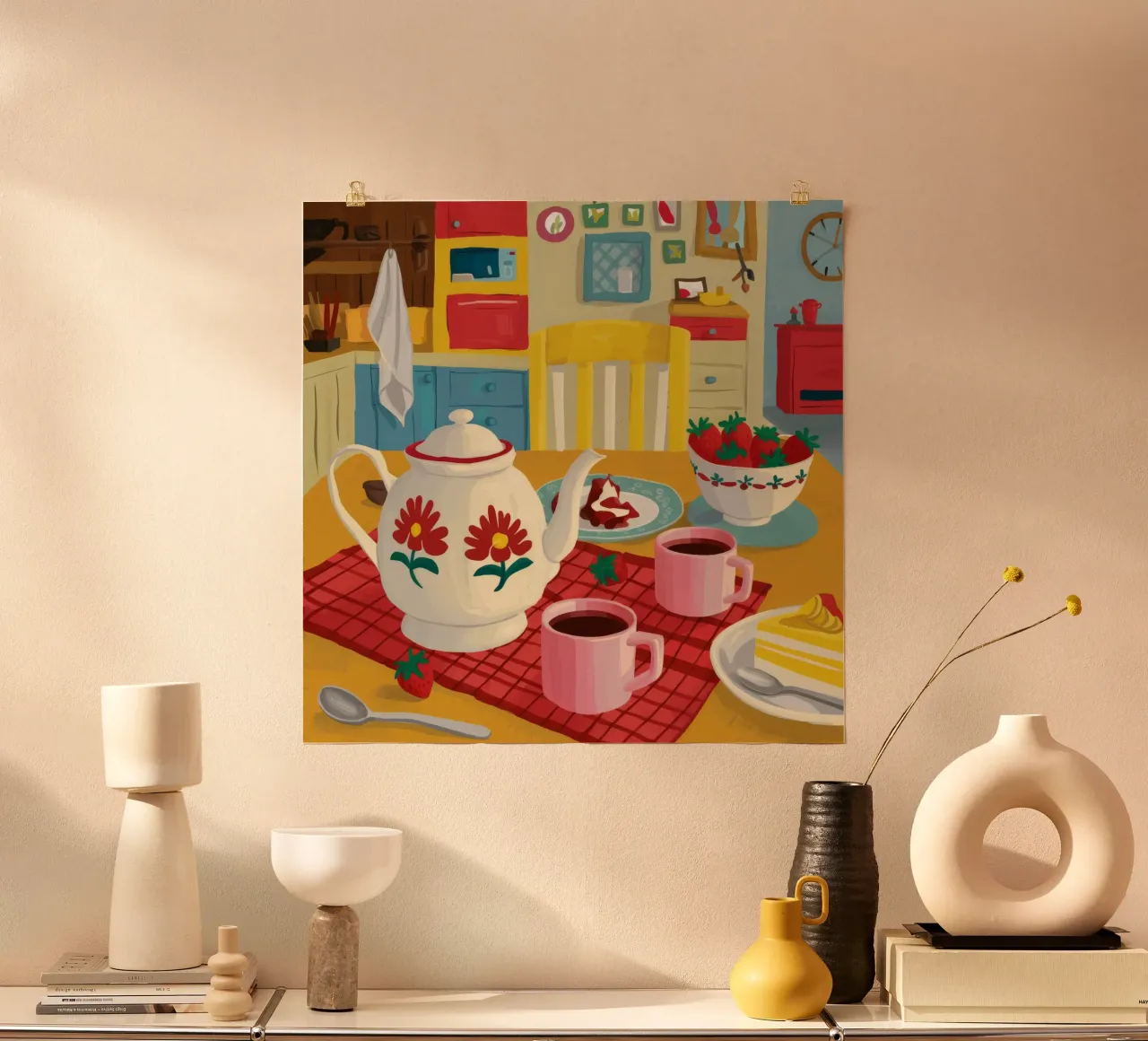 Cherry Teapot Whimsy poster by Aurora Muse