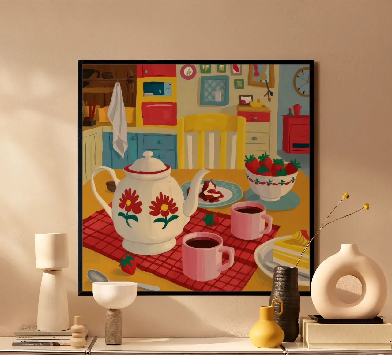 Cherry Teapot Whimsy poster by Aurora Muse