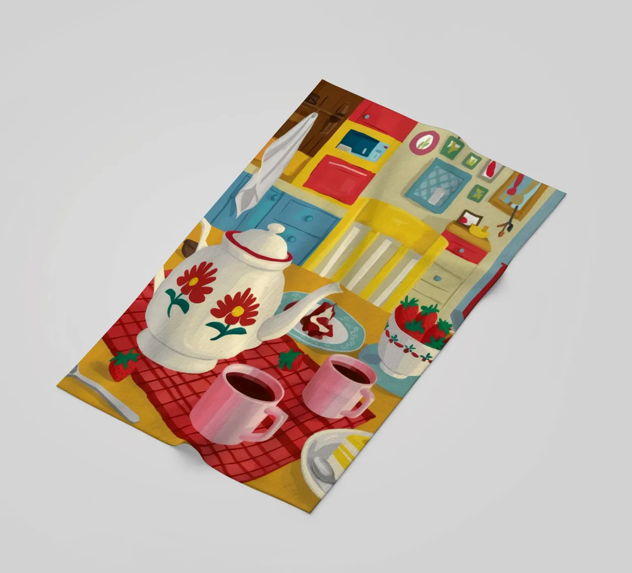 Cherry Teapot Whimsy beach towel by Aurora Muse