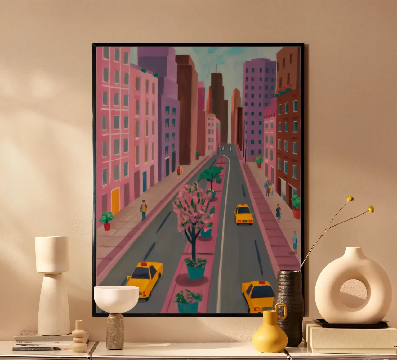 Flusso sorgivo della città poster con telaio in alluminio da Aurora Muse