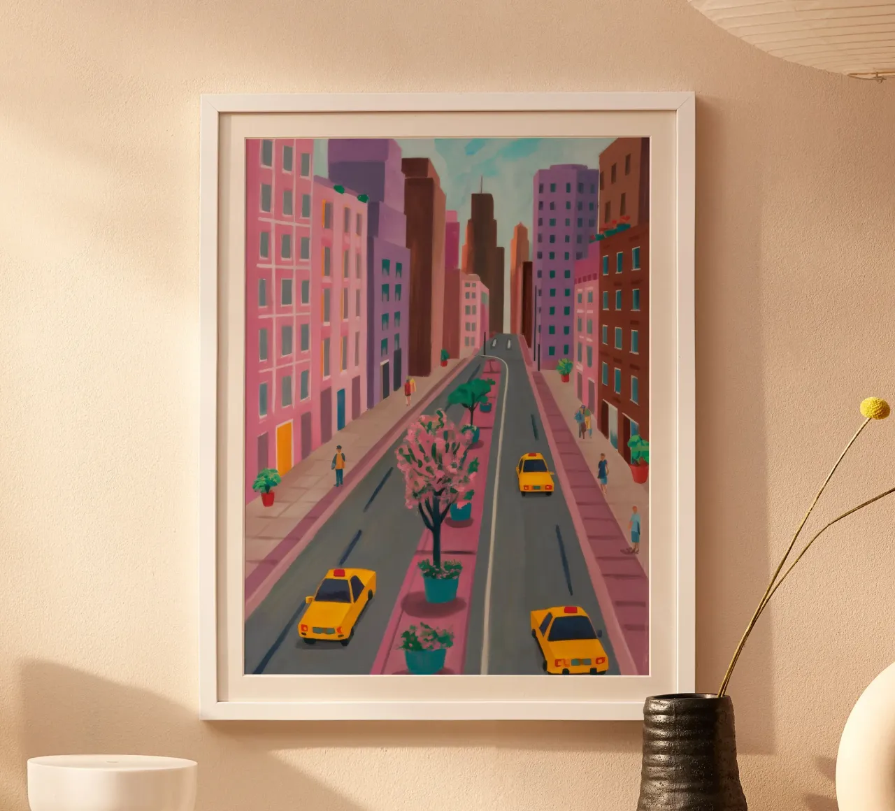 Flusso sorgivo della città poster con telaio in alluminio da Aurora Muse