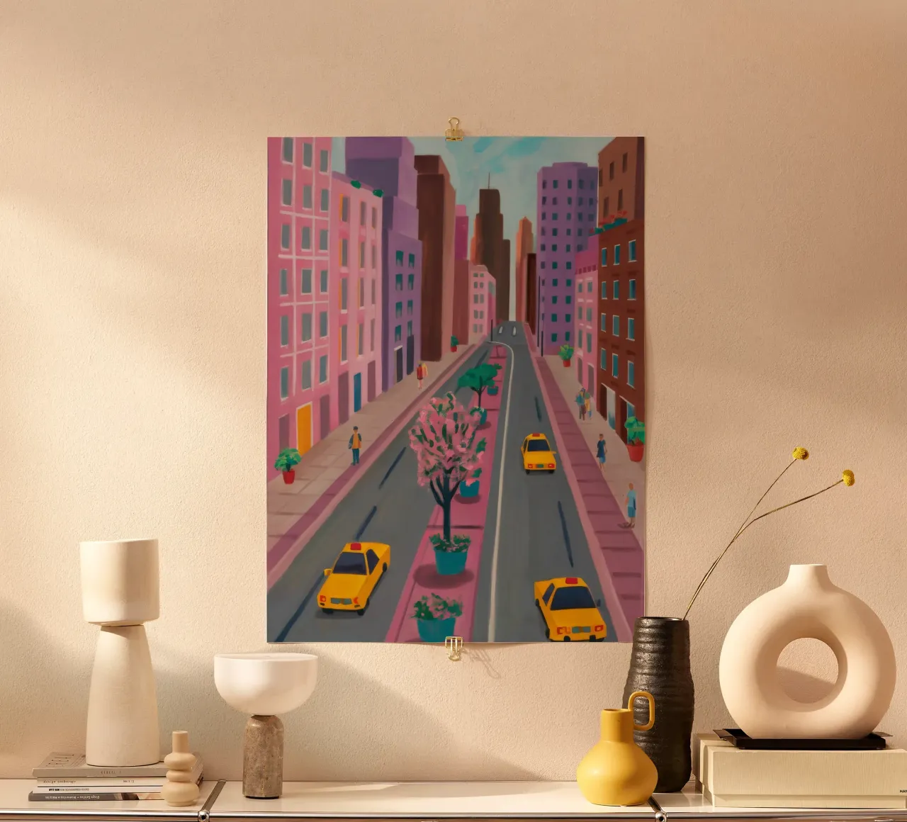 Flusso sorgivo della città poster con telaio in alluminio da Aurora Muse