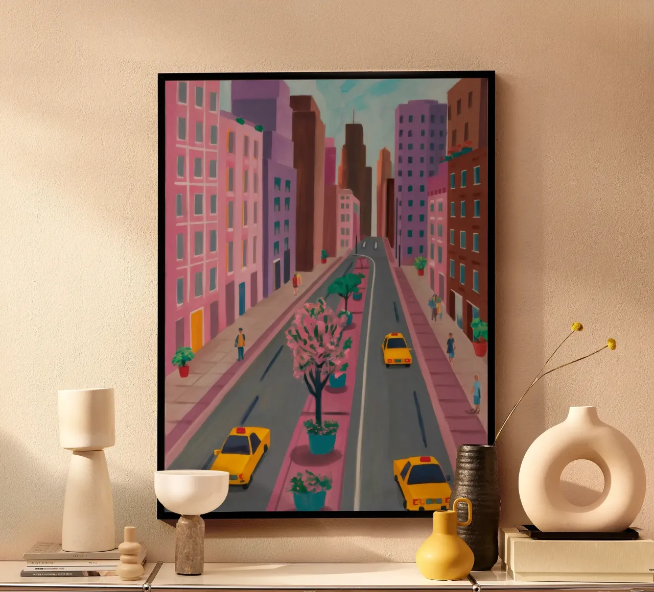Flusso sorgivo della città poster con telaio in alluminio da Aurora Muse