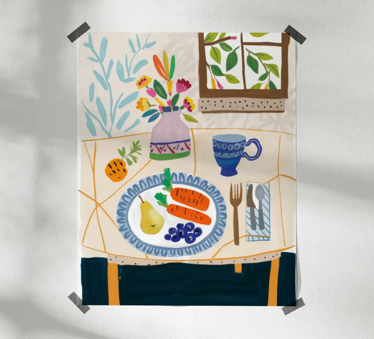 Une table saine et lumineuse poster avec cadre en aluminium de Aurora Muse