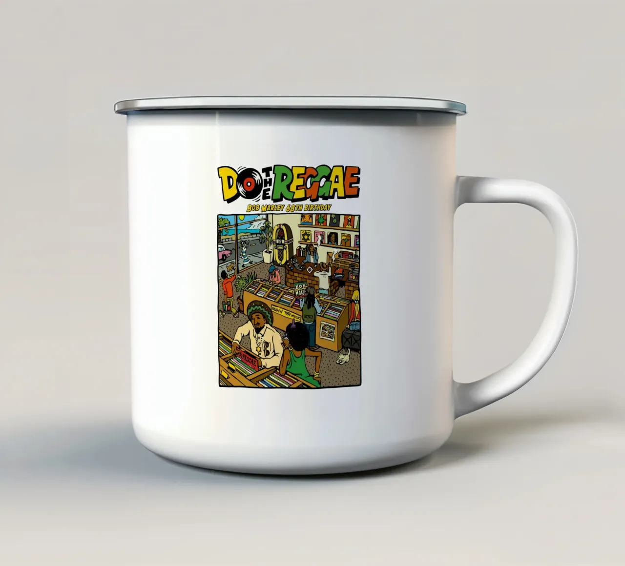 Do The Reggae Bob Marley Birthday tazza in smalto da Nadirsungga