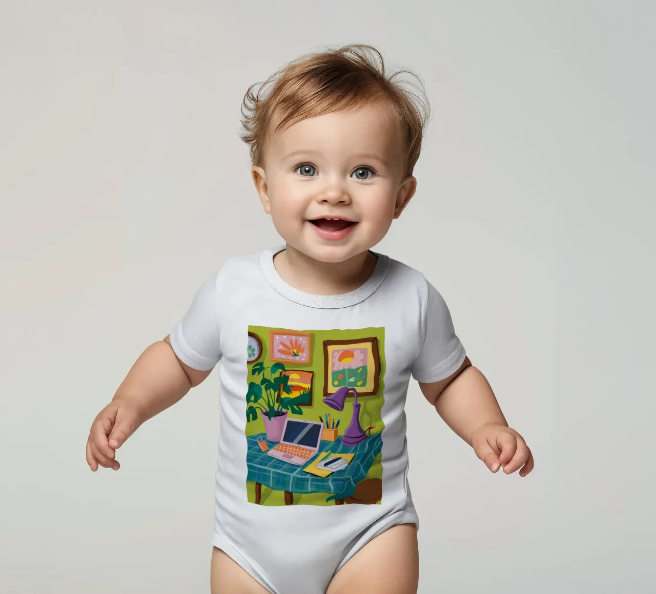 Creative Corner Vibe short-sleeve baby romper by Aurora Muse