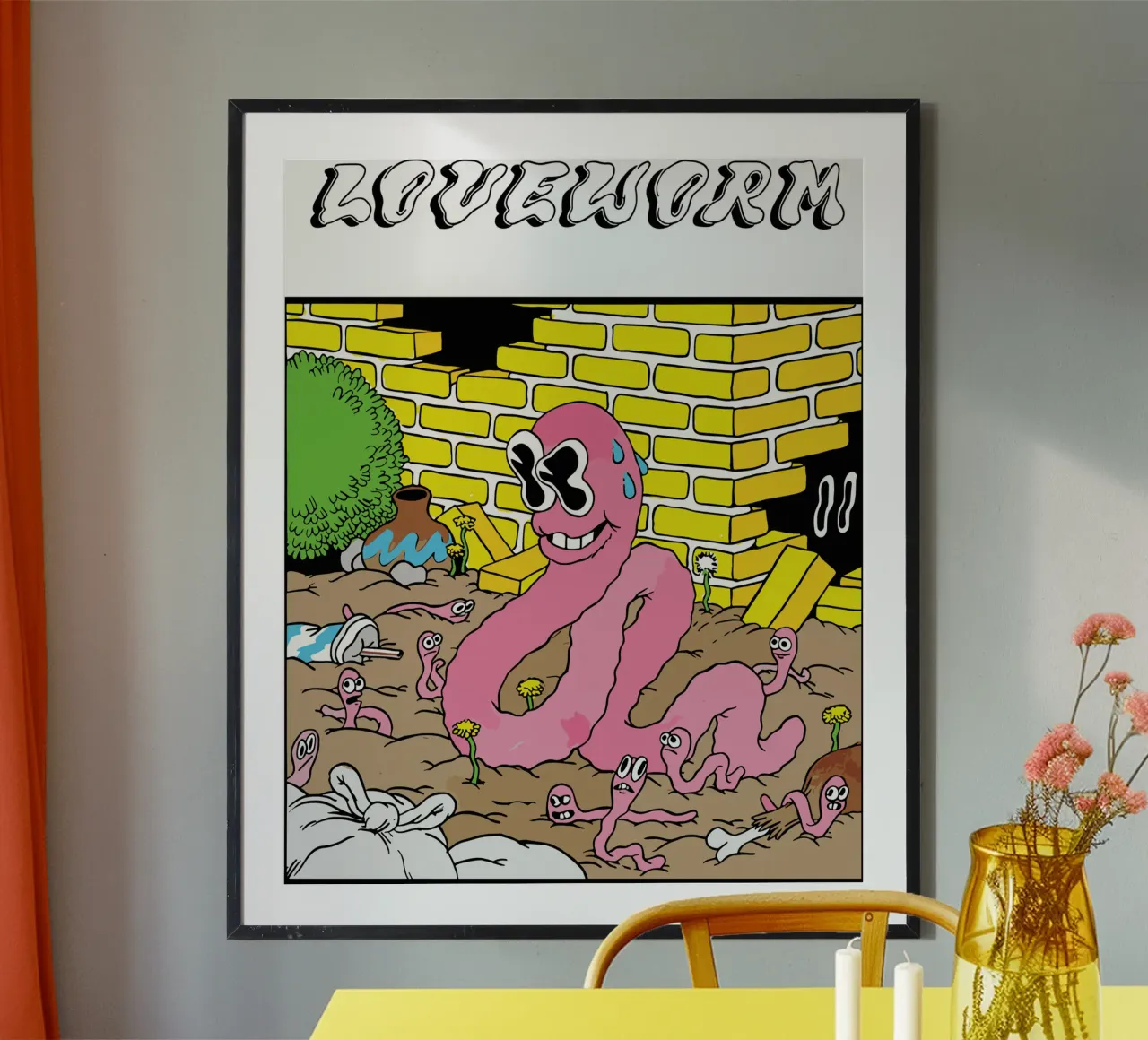 verme d'amore poster con telaio in plastica da Green