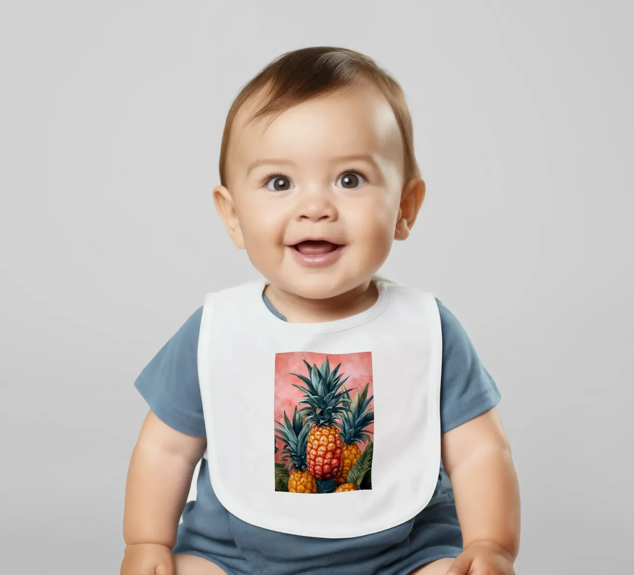 Pineapples baby bib by Justyna Jaszke JBJart