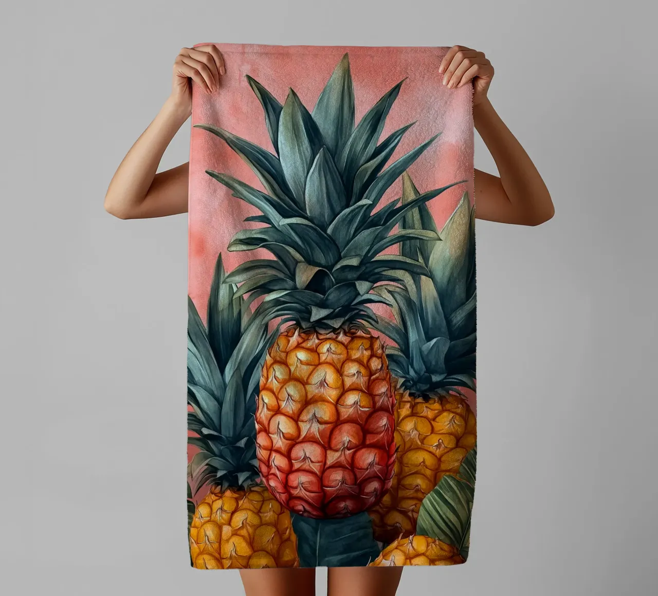 Pineapples towel by Justyna Jaszke JBJart