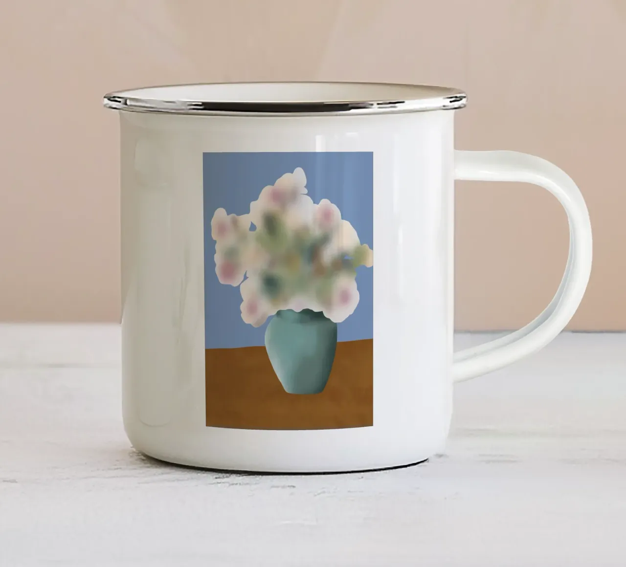 Suggestive flower enamel mug by Little Dean