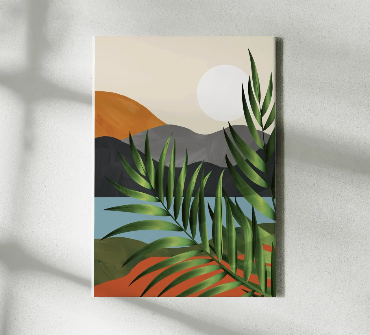 Abstract Tropical Art 4 canvas met Baklijst van cityart